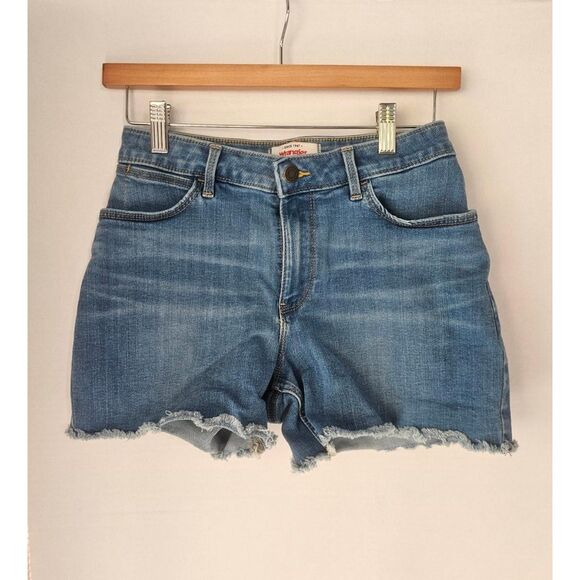 Wrangler Cut Off Jean Shorts Size 2 Mid Rise Stretch Denim Frayed Hem - Picture 1 of 5